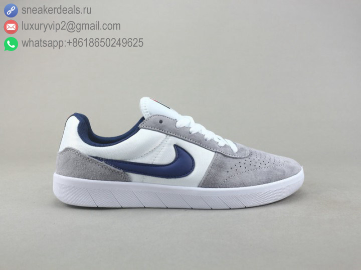 NIKE SB TEAM CLASSIC MEN LEATHER SKATE SHOES LOW GREY BLUE